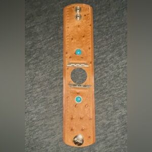 🩵Luxe Struzzo tan veg turquoise western cuff leather Apple Watch band